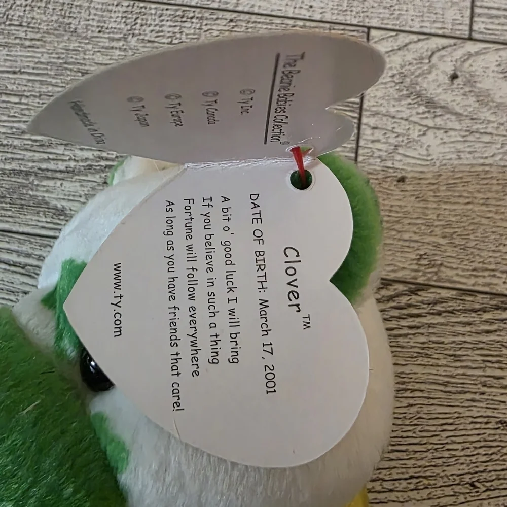Ty Clover White and Green Shamrock Teddy Bear